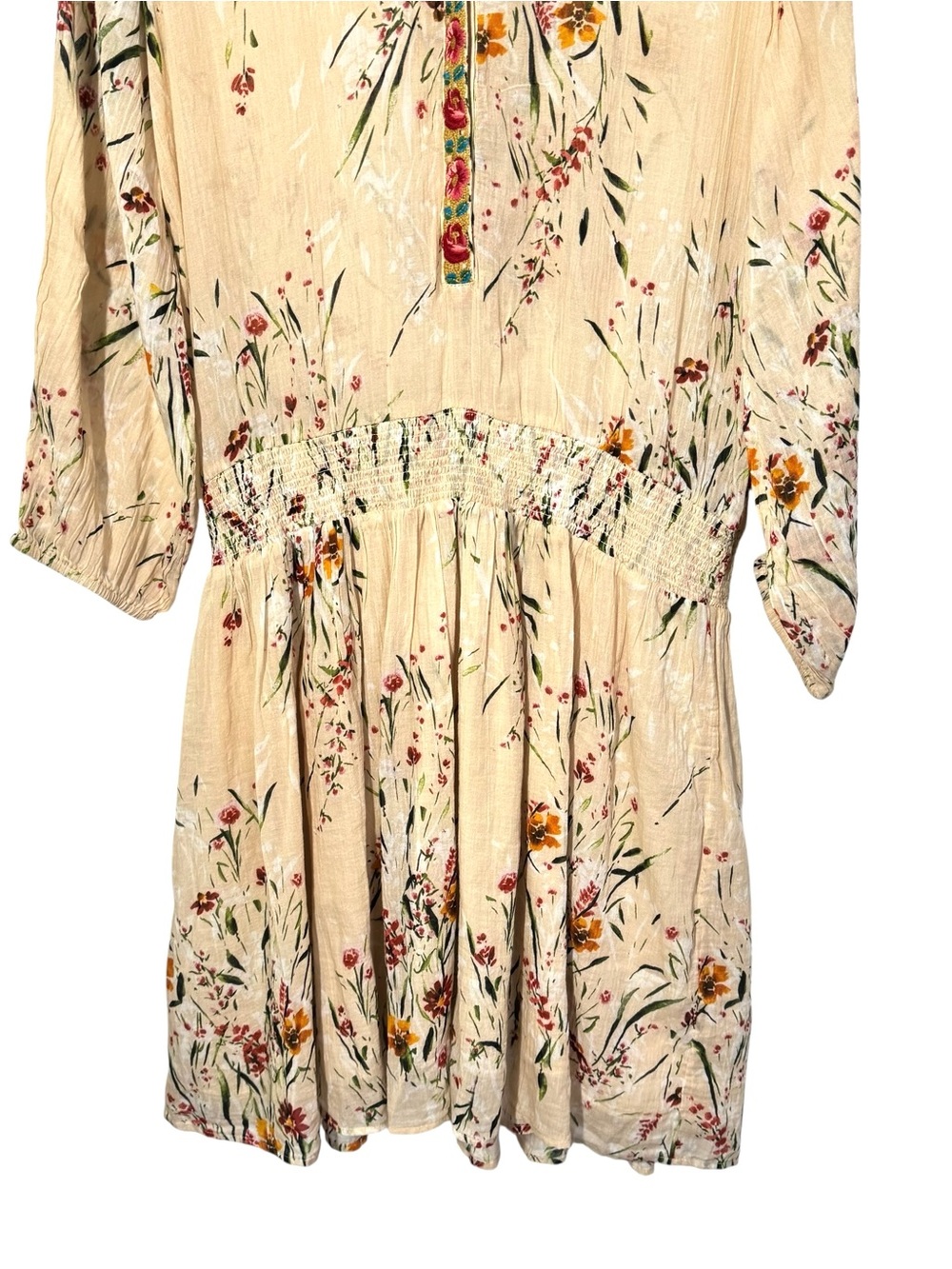 New Sundance Embroidered Floral Bloom Drop waist Midi Everyday Dress SZ L - Picture 4 of 8